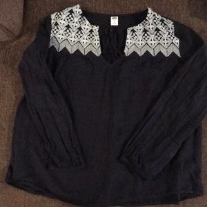 Navy blue peasant blouse